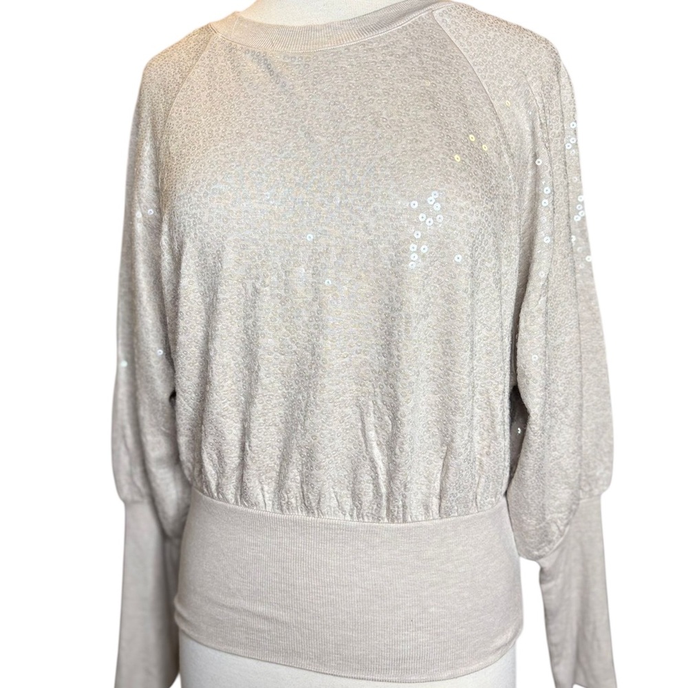 Express Beige Sequin Sweatshirt